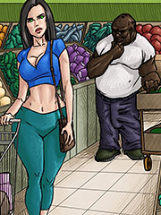 I would love to see a big cock take her tight pussy - The produce man by Illustrated interracial