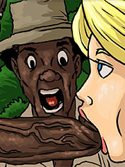 A beautiful young white woman sucking on a black slave's cock - Manza by Illustrated interracial