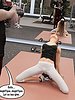 Stretching out like this with only a thin layer between me and the men watching - Natasha gym 2 by Dark Lord